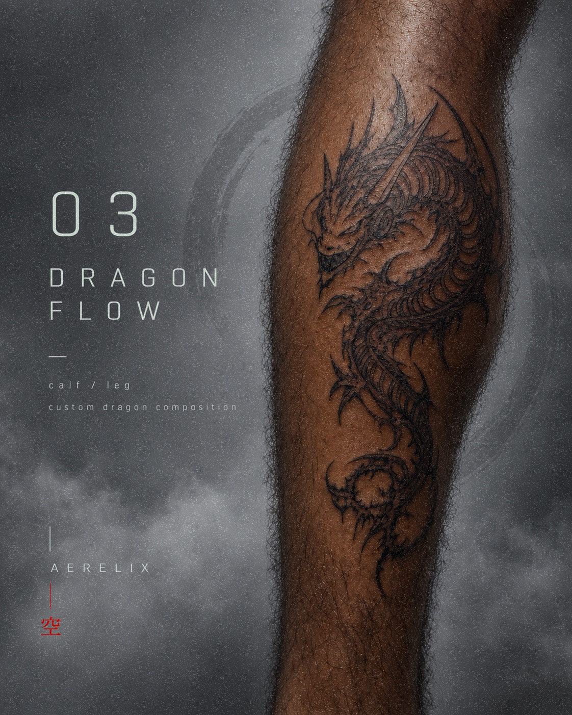Completed Dragon Flow tattoo by hollow